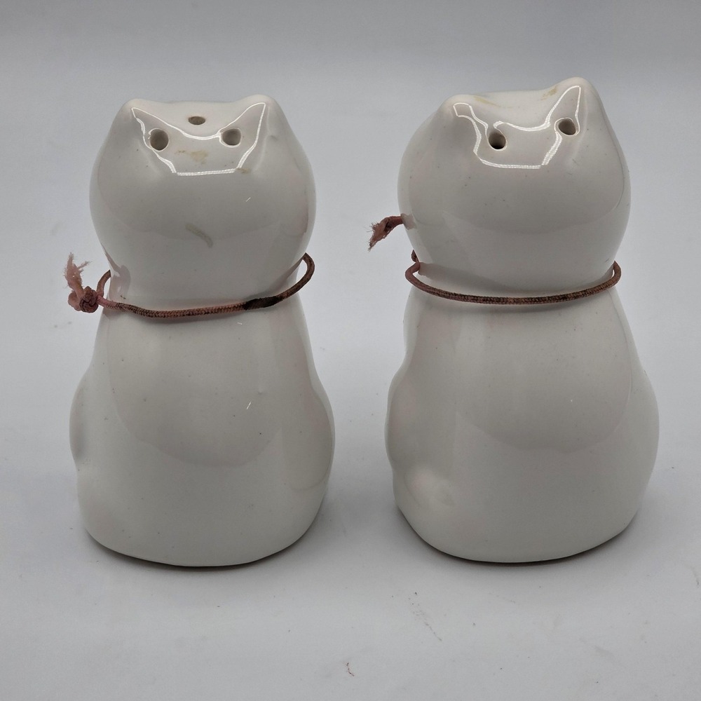 Vtg Ceramic Cat Salt and Pepper Shakers Set Pair White Pink Kitty Kitchen Decor - Picture 3 of 7